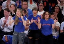 Taylor Swift Celebrates New York Knicks Game 4 Win at MSG: Video